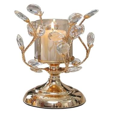 Imagem de Castiçal de cristal, suporte de vela de cristal, suporte de vela de vidro de cristal, centro de mesa, decoração de mesa, acessórios para casa, decoração de sala de estar, peça central de liga (tamanho