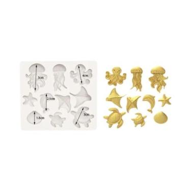 Imagem de Molde De Silicone De Animais Marinhos (Alforreca, Polvo, Estrela-do-ma