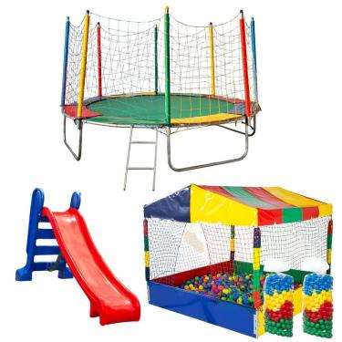 Imagem de Pula Pula Trampolim 3,05m Escorregador Infantil E Piscina De Bolinhas 1,50m Com 1000 Bolinhas