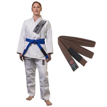 Imagem de Kimono Jiu Jitsu Adulto Trançado Reforçado Brave White Naja Com Faixa-Unissex