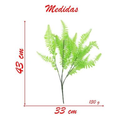 Imagem de Kit 20 Ramos Decoração Arranjo Samambaia Planta Artificial Plástico Verde 5 Galhos Cada 43cm