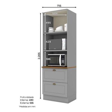 Imagem de Torre Quente 2 Fornos Nova York Cinza Com Tampo Nature - Henn
