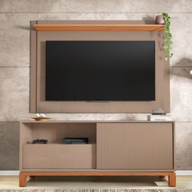 Imagem de Painel Tv 55 Pol 150cm Com Rack Bancada Para Sala Visari Marrom/freijó C01 - D'rossi