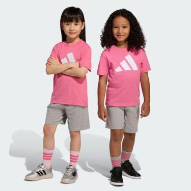 Imagem de Conjunto Adidas Big Logo T Set 160 Infantil Pink, 8 ANOS