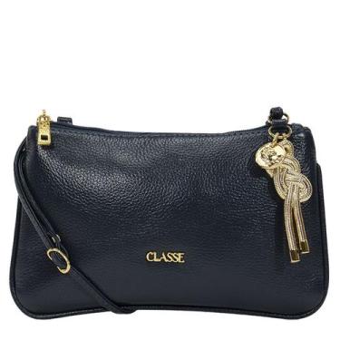 Imagem de Bolsa Classe Couro Legitimo Feminina Transversal 3262, Marinho