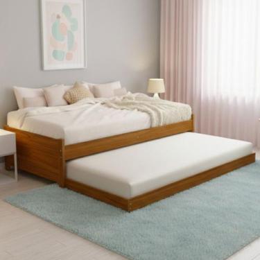 Imagem de Bicama Solteiro Madeira Maciça Alta Qualidade Com Cama Auxiliar Desliz