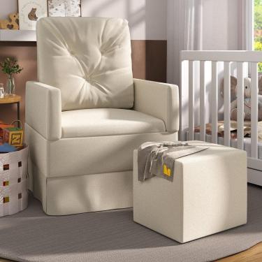 Imagem de Poltrona De Amamentação Com Balanço E Puff Multimóveis Ex4002 Bege Bege
