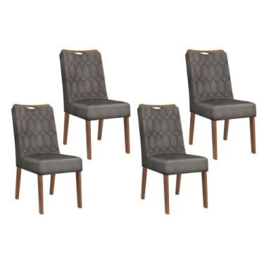 Imagem de Kit 4 Cadeiras de Cozinha Bia 4 Un Freijó/Suede Lunar - DJ Móveis