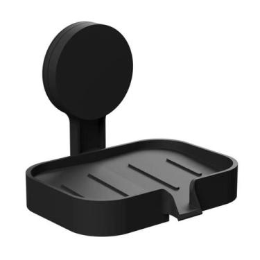 Imagem de Saboneteira Banheiro Com Adesivo Astra Preto Fosco