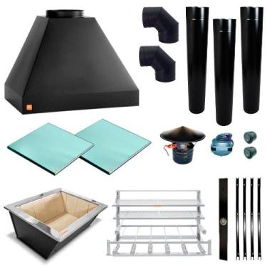 Imagem de Kit Churrasqueira Gourmet Completa Grande Makeer Preta 3 Dutos 2283