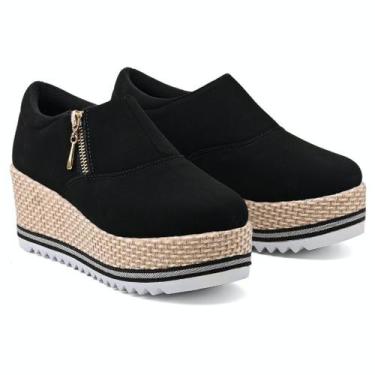 Imagem de Tenis Ziper Feminino Salto Alto - NoBrand, Preto, 35