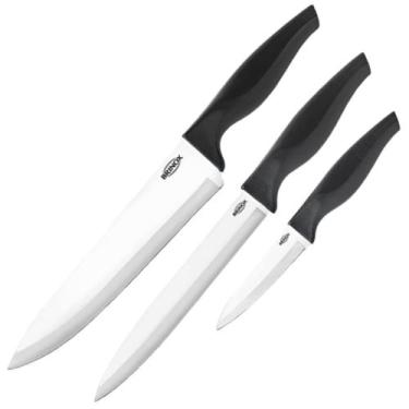 Imagem de Conjunto de Facas com 3 Peças Cross Preto - 2556/309 - BRINOX - Brinox