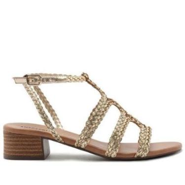 Imagem de Sandália Anacapri Gladiadora Salto Bloco Tiras Boho Dourada-Feminino