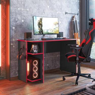 Imagem de Escrivaninha Mesa Escritório e Gamer com Suporte para Cpu 114cm Preto 