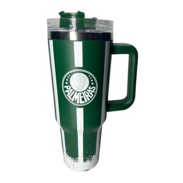 Imagem de Caneca Térmica Inox com Tampa e Canudo 1200ml Palmeiras-Unissex