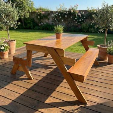 Imagem de Banco de Madeira que Vira Mesa 6 Lugares Mel - DkadiDecor, Mel