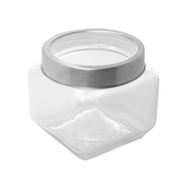 Imagem de Pote Gastro Prateada de Vidro e Metal e Acrílico 950ml - Lyor