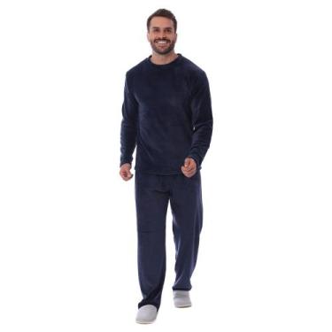 Imagem de Conjunto Pijama Adulto Soft Inverno Quentinho Marca Victory, GG, Azul,