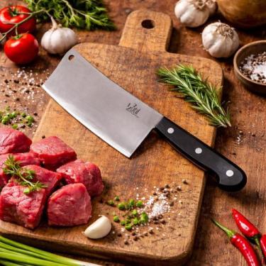 Imagem de Faca cutelo machadinha para churrasco aço inox profissional - KAZA TEM