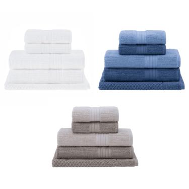 Imagem de Jogo De Toalhas Buddemeyer 5 Peças Penteado Banho Canelada 100% Algodão