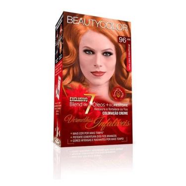Imagem de Tintura beauty color 96.44 ruivo claro indecifrável - kit completo