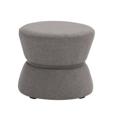 Imagem de Puff Decorativo Redondo Zoy 45cm Cinto Em Aço Titânio Linho Cinza - Nexta Casa