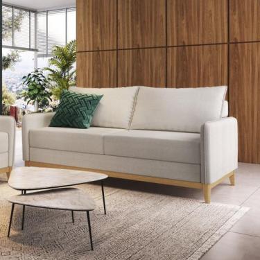 Imagem de Sofá Living Lugano 3 Lugares Estrutura e Pés em Eucalipto Tecido Linho