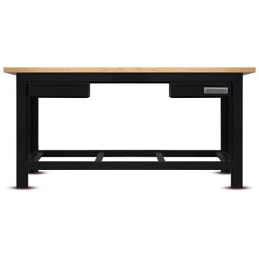 Imagem de Bancada aberta com 02 gavetas e tampo de madeira pinus - RLL-210P - Rotterman (Preto)