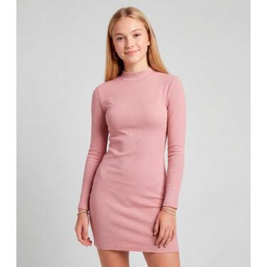 Imagem de Vestido Juvenil Midi Manga Longa Em Ribana Minty Rosa, 16, Rosa