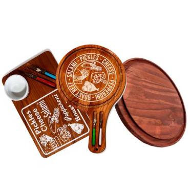 Imagem de OFERTA DIA DAS MAES KIT 3 Tábuas Madeira Rústicas Frios e queijos e GR