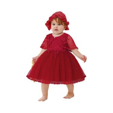 Imagem de Conjunto De Vestido De Princesa Para Bebê Com Capuz Sem Mangas Em Rend