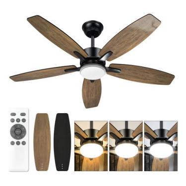 Imagem de Ventilador De Teto Rústico 42 Com Luz Led E Controle Remoto, 5 Pás, 6 