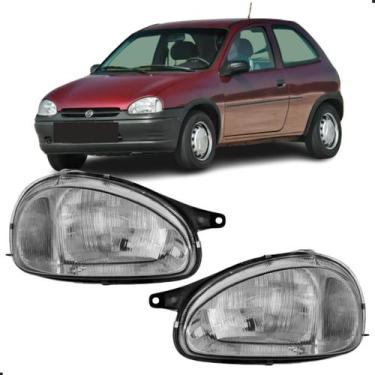Imagem de Par Farol Corsa 1994 1995 1996 1997 a 2000 Wind Vidro Raiado - Cambucc