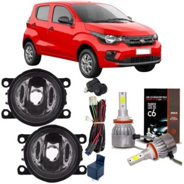 Imagem de Kit farol auxiliar fiat mobi 2016 a 2022 super led - BIBAS
