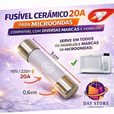 Imagem de Fusível Cerâmico 20A Para Microondas Compatível com Diversas Marcas e 