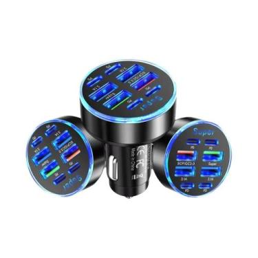 Imagem de Carregador De Carro 6 Portas 250W PD QC3.0 Com Carregamento Rápido E D