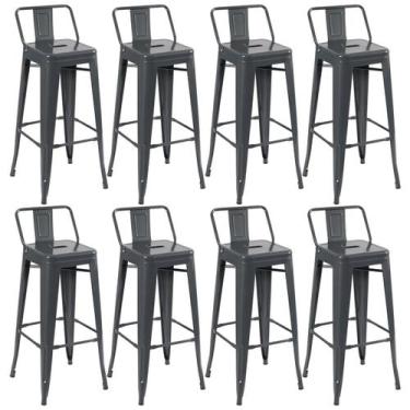 Imagem de Kit 8 Banquetas Laráz Iron Tolix Design Cinza escuro - Laraz