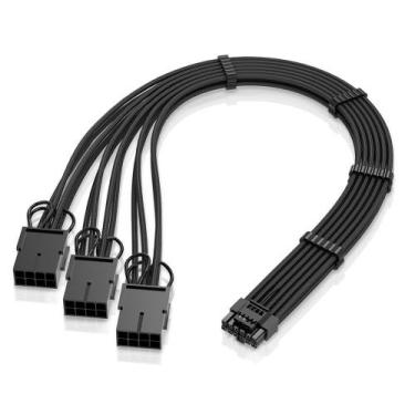 Imagem de Cabo Extensor de Fonte Rise Mode Sleeved 12VHPWR para 3x PCIE 8pin, PC