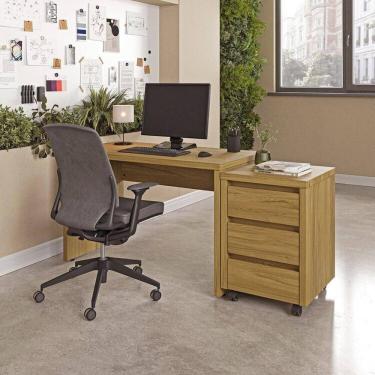 Imagem de Escrivaninha Mesa Escritório com Gaveteiro com Rodízio Ficus 170cm CabeCasa MadeiraOrig...