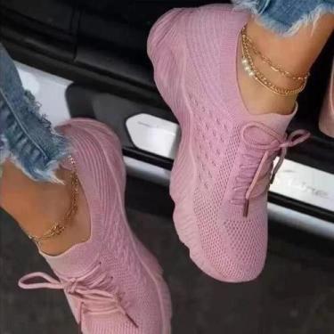 Imagem de Tênis Femininos Casuais Respiráveis Com Cadarço, Tênis De Corrida Para