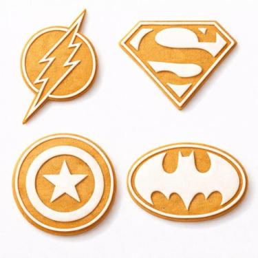 Imagem de Kit 4 Cortadores Pasta Americana molde Biscuit Marcador Biscoito Escud