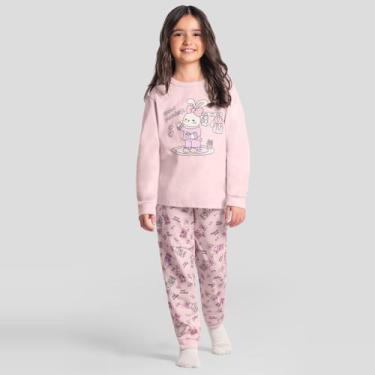 Imagem de Pijama infantil menina coelhinho brilha no escuro Brandili, Rosa, 14