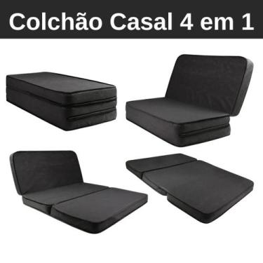 Imagem de Puff Colchonete Dobrável colchao Sofá 3 em 1 Casal Confortavel Pratico