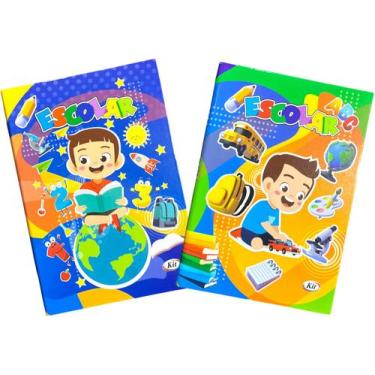 Imagem de Agenda Escolar Infantil Capa Dura Meninos 64 folhas  - Kit