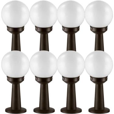 Imagem de Jogo 8 Balizadores Jardim Quintal Globo Clássico Luminárias de Chão Decorativa Dital Bi...