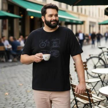Imagem de Camiseta Masculina Plus Size Estampas Malwee G1 AO G5, Preto moto, G3