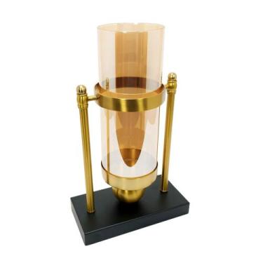 Imagem de Castiçal Decorativo Metal Cristal Base Marmore - LUXdécor