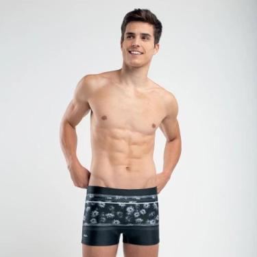 Imagem de Sunga Boxer Lisa/Estampada Mash, Preto, Preto, M
