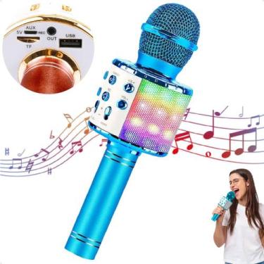 Imagem de Microfone Musical Karaokê Infantil Brinquedo Sem Fio com Bluetooth e A