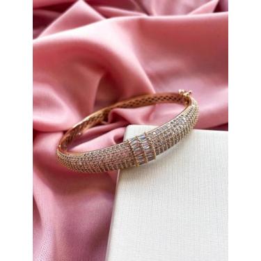 Imagem de Bracelete Semijoia cravejado com pedras naturias - Cacau Rosa 